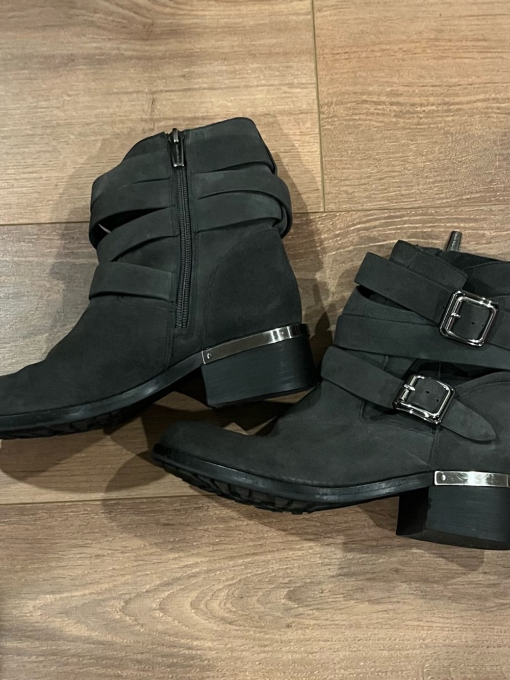 Vince Camuto Dark Gray Booties Boots Strappy Buckles